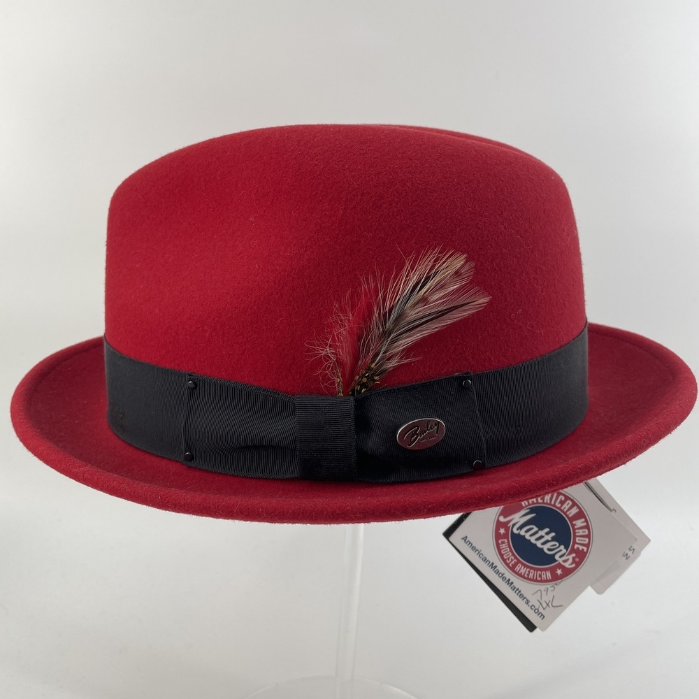 Bailey of Hollywood Fedora TINO Packable Water Repellent Lite Felt XXL Red USA